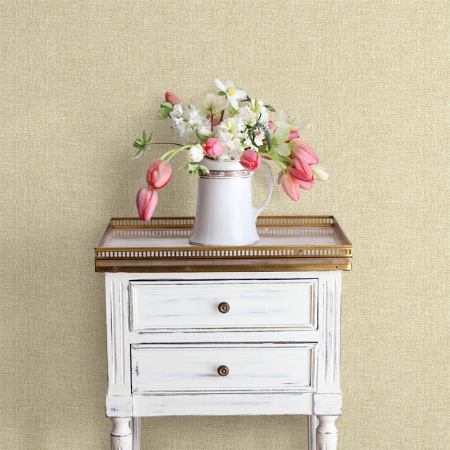 Waylon Beige Faux Fabric Wallpaper with Textured Linen Look - Chesapeake 3119-13523