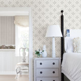 Wynonna Light Grey Geometric Floral Wallpaper with Country Botanical Geometric Motif - Brewster 3119-13531