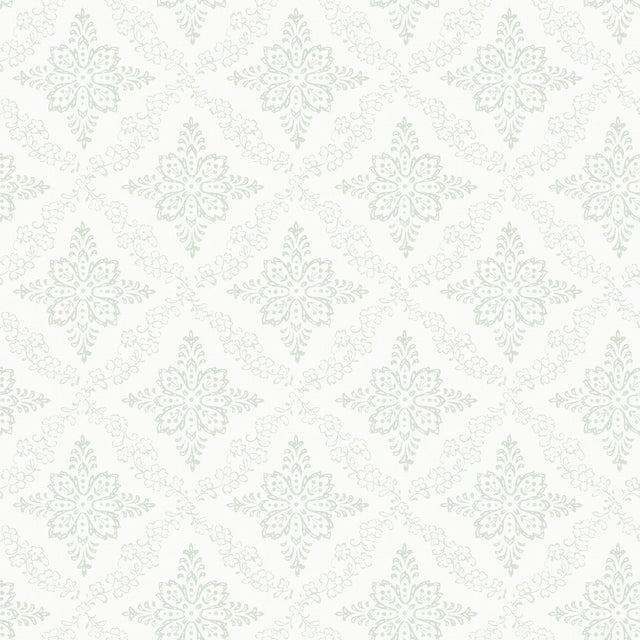 Wynonna Teal Geometric Floral Wallpaper with Botanical Geometric Motif - Chesapeake 3119-13533