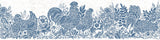 Parton Blue Chicken Wallpaper Border with Country Block-Print Motif - Chesapeake 3119-13551B