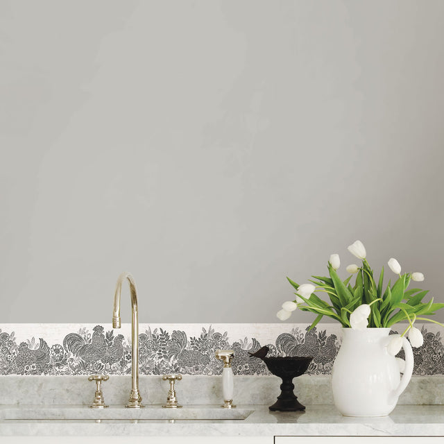 Parton Black Chicken Wallpaper Border with Country Farm Motif - Chesapeake 3119-13552B