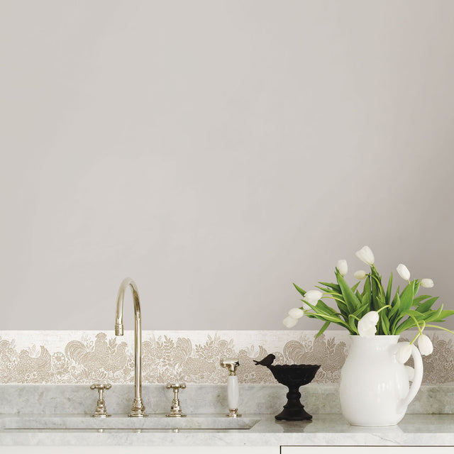 Parton Beige Chicken Border Wallpaper with Country Farm Poultry Motif - Chesapeake 3119-13553B