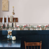 Geranium Multicolor Flower Pot Border Wallpaper with Country Botanical Floral Pattern - Chesapeake 3119-13581B