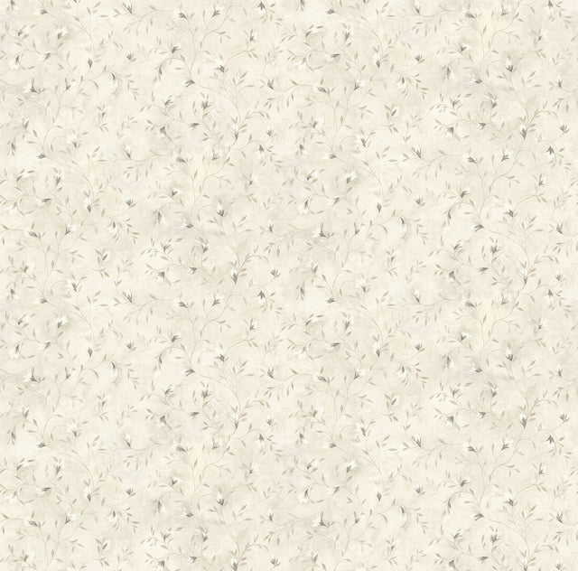 Eleanor Grey Folk Botanical Trail Wallpaper with Vintage Botanical Flowers - Chesapeake 3119-21615