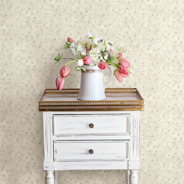 Eleanor Grey Folk Botanical Trail Wallpaper with Vintage Botanical Flowers - Chesapeake 3119-21615