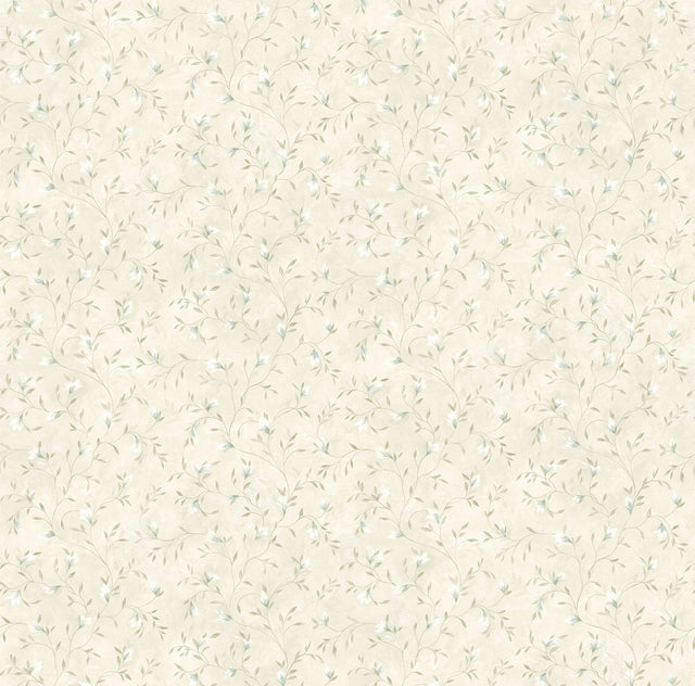 Eleanor Light Grey Folk Botanical Trail Wallpaper with Vintage Botanical Floral Pattern - Chesapeake 3119-21616