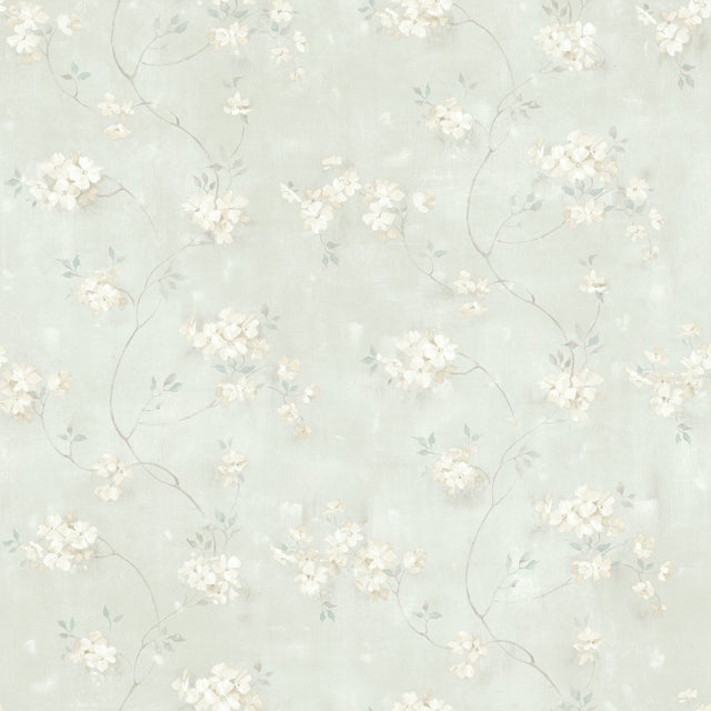 Braham Teal Floral Trail Wallpaper with Country Botanical Floral Pattern - Chesapeake 3119-441013