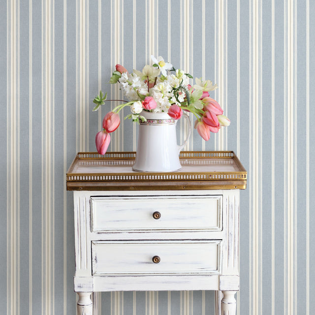 Cooper Denim Stripe Wallpaper with Country Stripes Pattern - Chesapeake 3119-491016