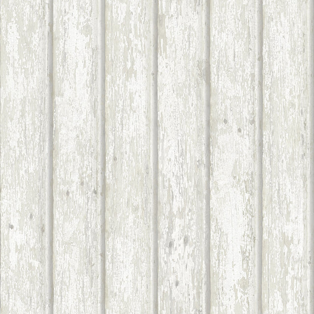 Jack Weathered Clapboards White Prepasted Wallpaper with Wood Plank Effect - Chesapeake 3119-66106
