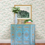 Lagoon Teal Scenic Island Wallpaper with Coastal Novelty Flamingo Pattern - Chesapeake 3120-12075