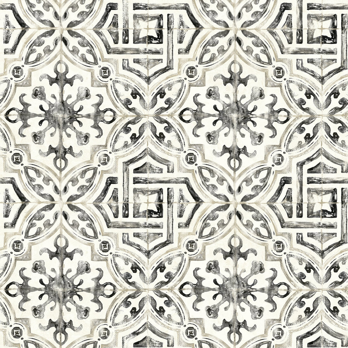 Sonoma Black Beach Tile Wallpaper with Modern Abstract Tile Motif - Chesapeake 3120-12331