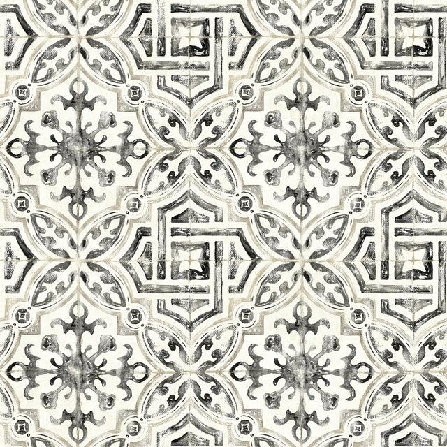 Sonoma Black Beach Tile Wallpaper with Modern Abstract Tile Motif - Chesapeake 3120-12331