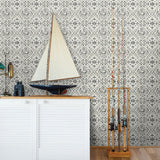 Sonoma Black Beach Tile Wallpaper with Modern Abstract Tile Motif - Chesapeake 3120-12331