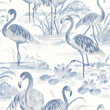 Everglades Blue Flamingos Wallpaper with Watercolor Flamingo Motif - Chesapeake 3120-13602