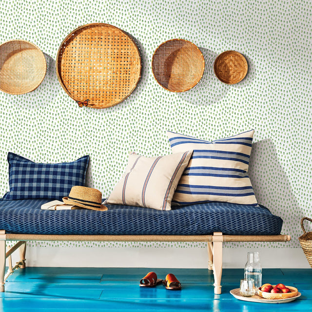 Sand Green Painted Dots Wallpaper with Abstract Watercolor Dot Motif - Chesapeake 3120-13612