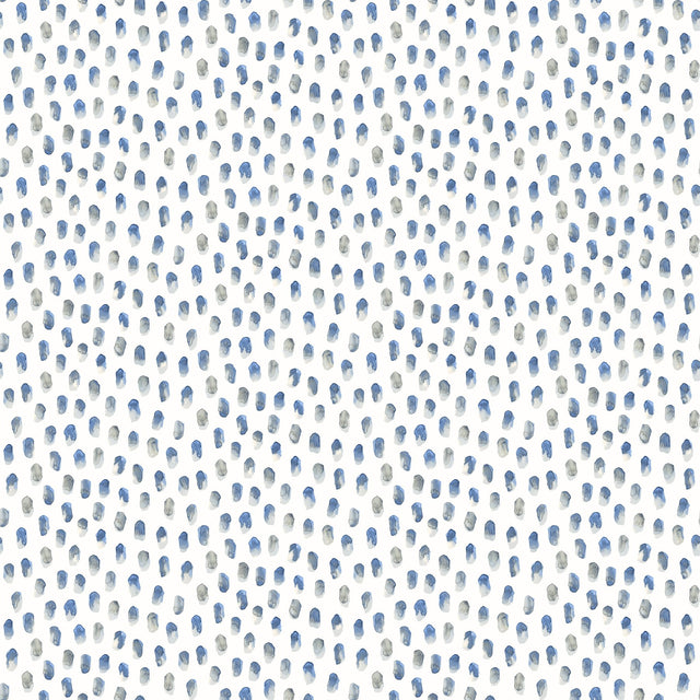 Sand Drips Blue Painted Dots Wallpaper with Abstract Watercolor Motif - Chesapeake 3120-13614