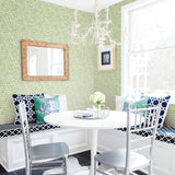 Saltwater Green Wave Wallpaper with Textured Abstract Novelty Pattern, Eclectic Style - Chesapeake 3120-13631