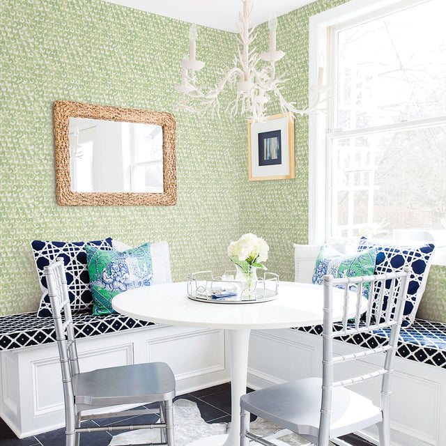 Saltwater Green Wave Wallpaper with Textured Abstract Novelty Pattern, Eclectic Style - Chesapeake 3120-13631