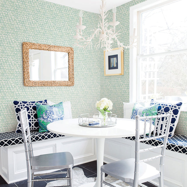 Saltwater Teal Wave Wallpaper with Abstract Eclectic Pattern - Chesapeake 3120-13635