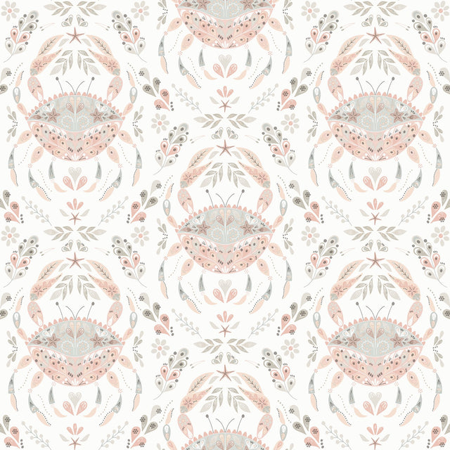 Annapolis Coral Crustation Coastal Damask Wallpaper - Chesapeake 3120-13641
