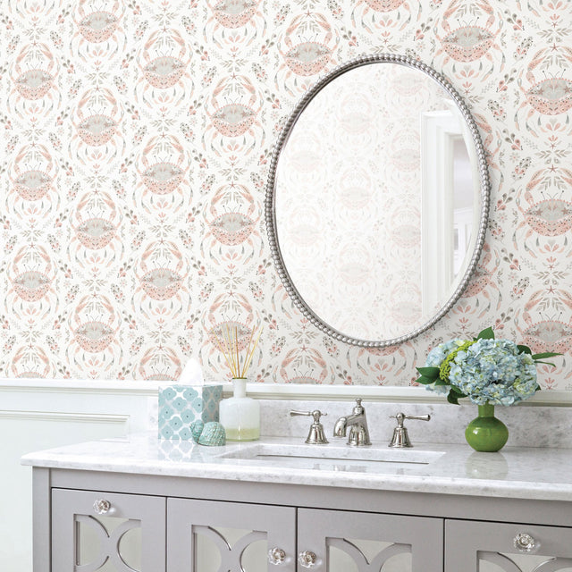 Annapolis Coral Crustation Coastal Damask Wallpaper - Chesapeake 3120-13641