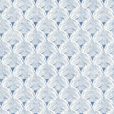 Santiago Blue Scalloped Wallpaper with Coastal Abstract Geometric Style - Chesapeake 3120-13654