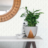 Santiago Grey Scalloped Wallpaper with Textured Geometric Pattern - Chesapeake 3120-13655