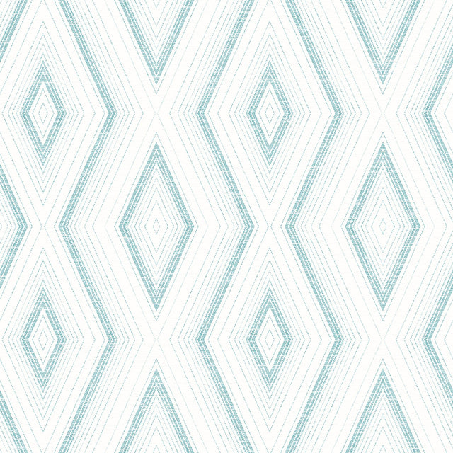 Santa Turquoise Geometric Wallpaper with Textured Diamond Motif - Chesapeake 3120-13661