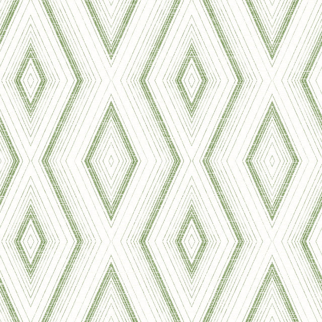 Santa Cruz Green Geometric Wallpaper with Textured Diamond Motif - Chesapeake 3120-13662