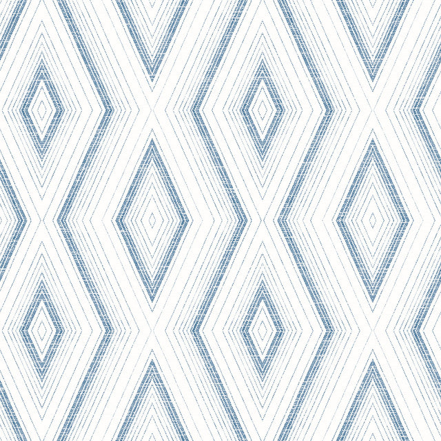 Santa Cruz Blue Geometric Wallpaper with Modern Abstract Diamond Pattern - Chesapeake 3120-13664