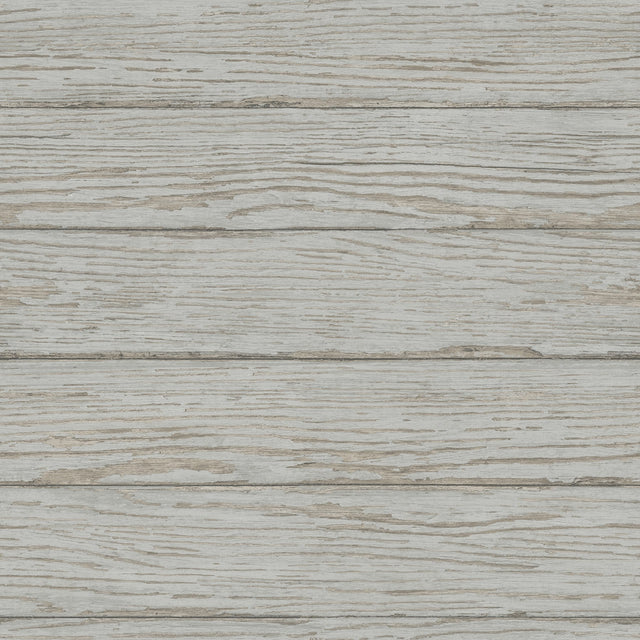 Rehoboth Grey Distressed Wood Wallpaper with Textured Coastal Plank Motif - Chesapeake 3120-13693