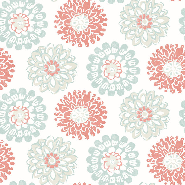 Sunkissed Coral Floral Wallpaper