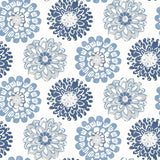 Sunkissed Blue Floral Wallpaper with Modern Abstract Flower Motif - Chesapeake 3120-13705