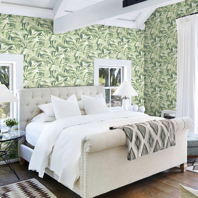 Chaparral Green Fronds Wallpaper with Botanical Feature Wall Style - Chesapeake 3120-13712