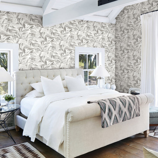 Chaparral Grey Fronds Wallpaper with Botanical Feature Wall Style - Chesapeake 3120-13713