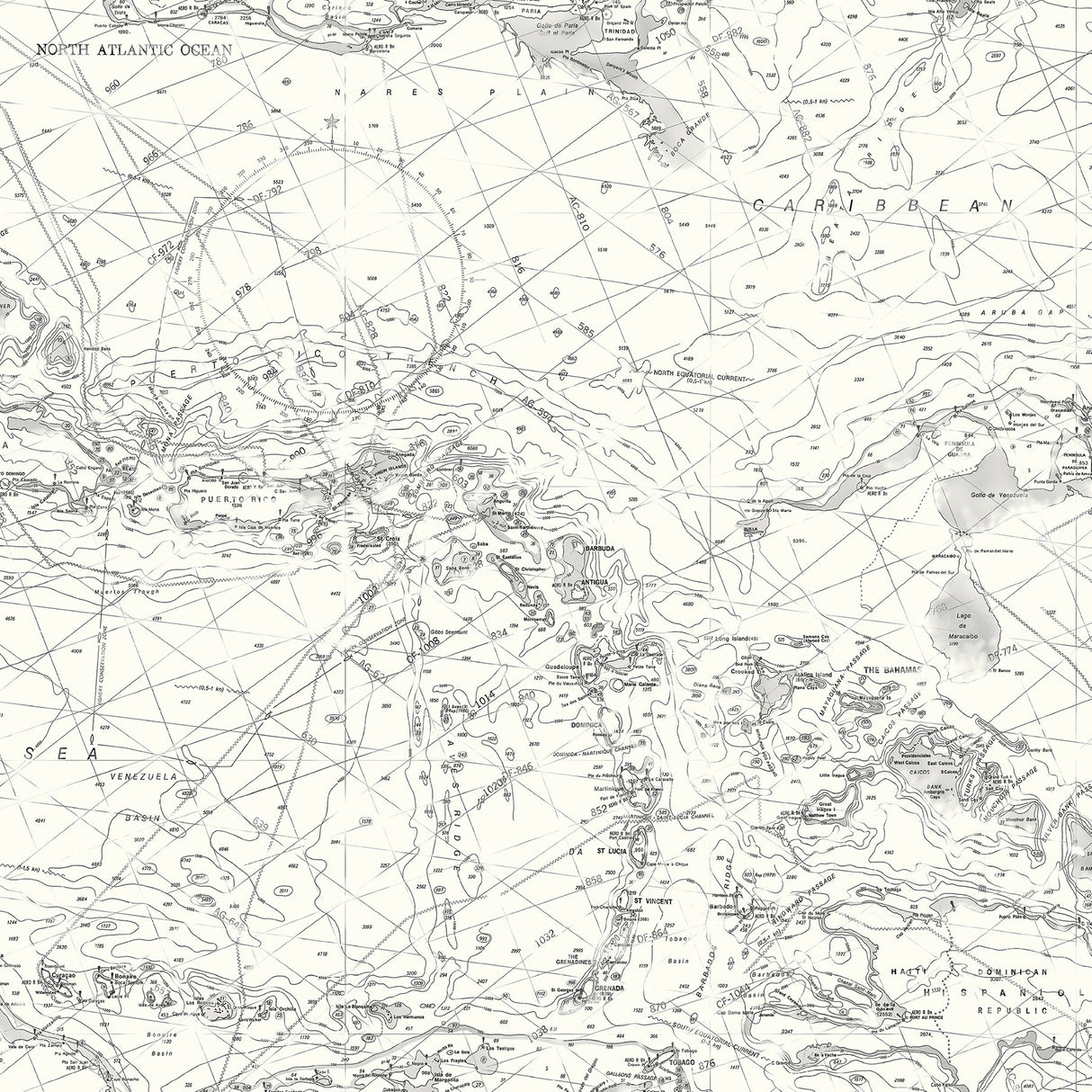 Charts Black Map Wallpaper with Vintage Navigational Map Pattern - Chesapeake 3120-16179