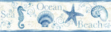 Island Bay Blue Starfish Coastal Graphics Wallpaper Border - Brewster 3120-53561B