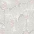 Umbrella Leaves wallpaper in grey by Boråstapeter for Schumacher, featuring fanlike leaves and pineapple-inspired ovals.
