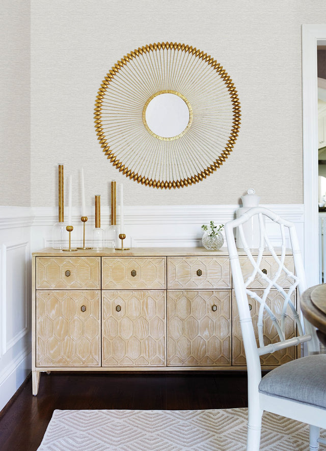Gump Light Grey Faux Grasscloth Wallpaper with Raised Ink Texture - Chesapeake 3122-10210