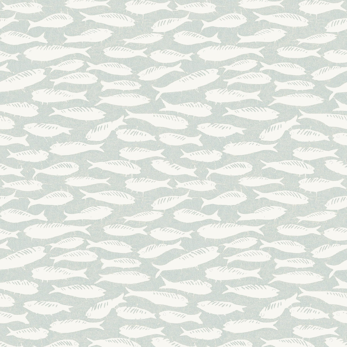 Nunkie Light Blue Sardine Coastal Wallpaper with White Fish Motif - Chesapeake 3122-10502