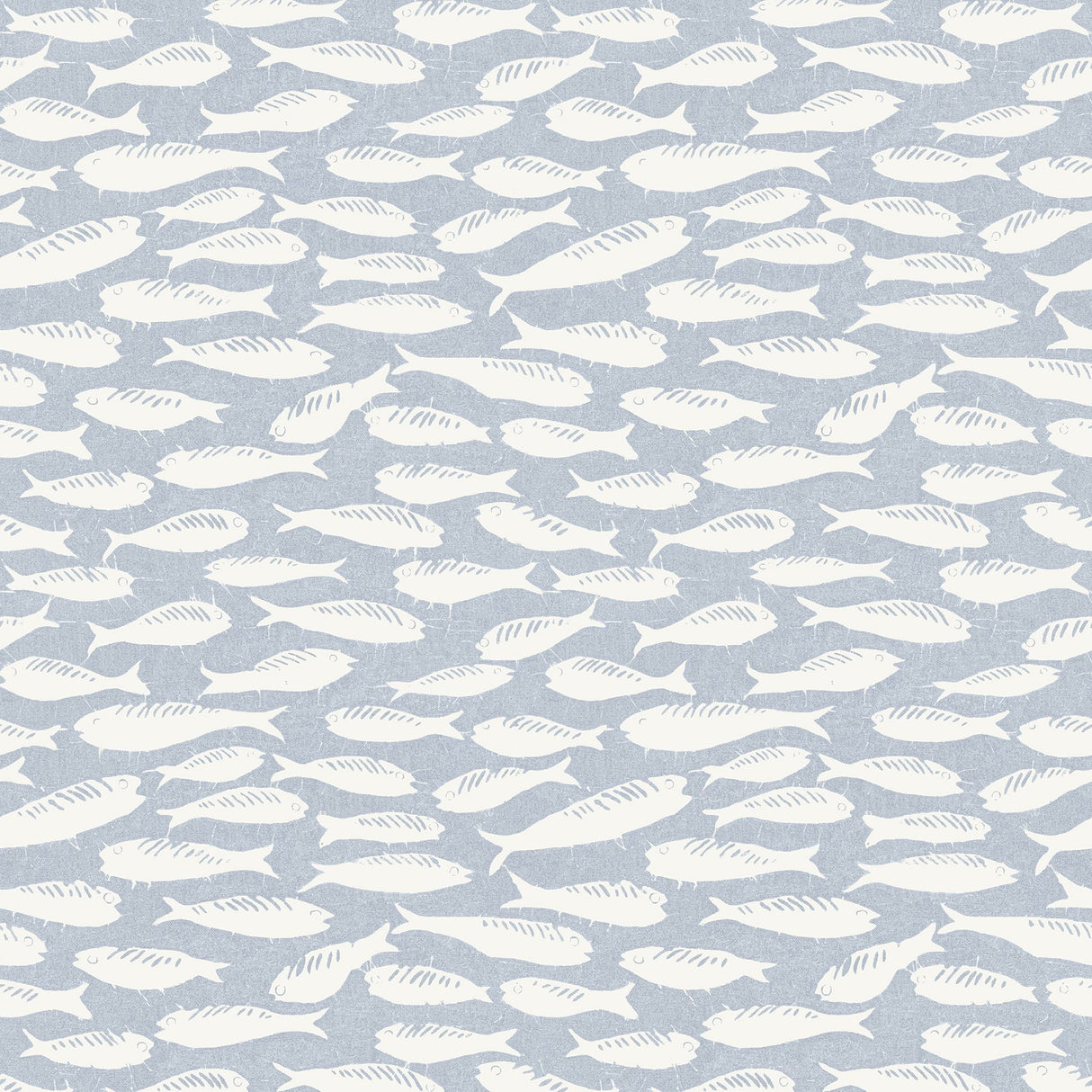 Nunkie Denim Sardine Wallpaper with Coastal Fish Motif - Chesapeake 3122-10512
