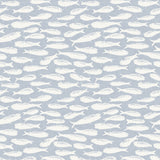 Nunkie Denim Sardine Wallpaper with Coastal Fish Motif - Chesapeake 3122-10512
