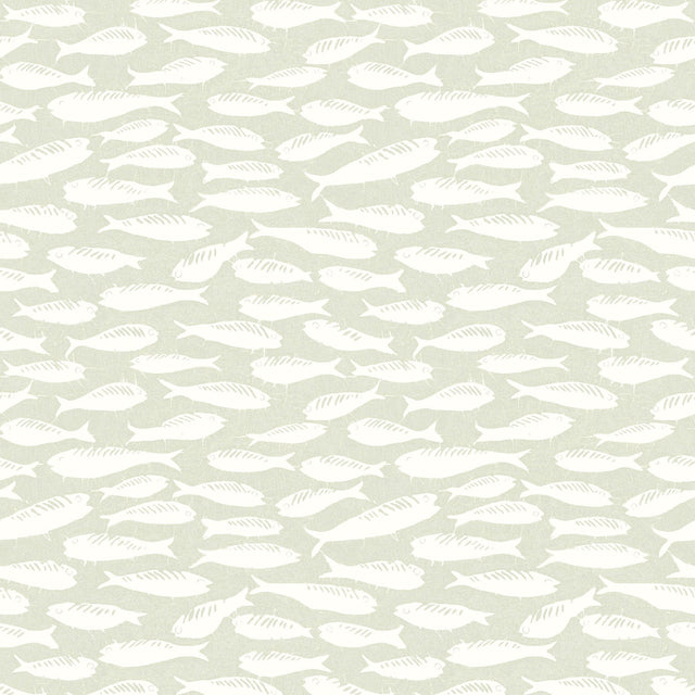 Nunkie Sage Sardine Coastal Wallpaper - Chesapeake 3122-10514