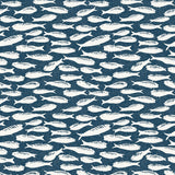 Nunkie Navy Sardine Wallpaper with Scandinavian Fish Pattern, Coastal Style - Chesapeake 3122-10522