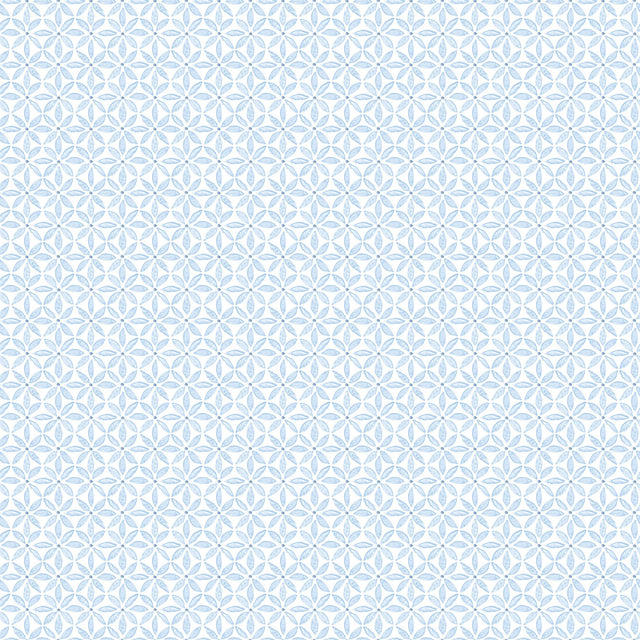 Jellia Blue Petal Geometric Wallpaper with Farmhouse Botanical Style - Chesapeake 3122-10602