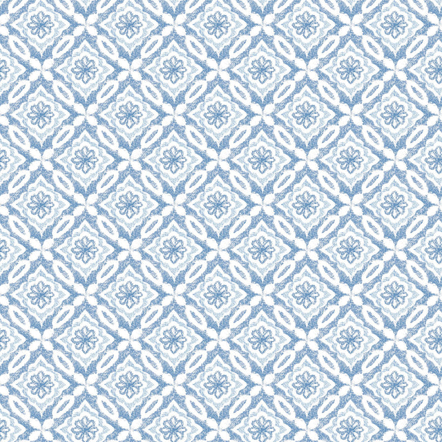 Hugson Blue Quilted Damask Wallpaper with Geometric Diamond Motif - Chesapeake 3122-10702