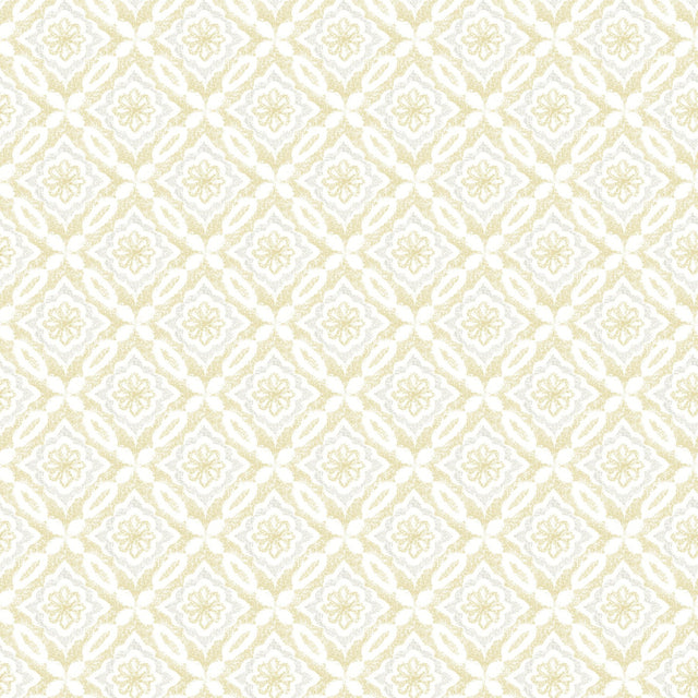 Hugson Yellow Quilted Damask Wallpaper with Geometric Floral Pattern - Brewster 3122-10703