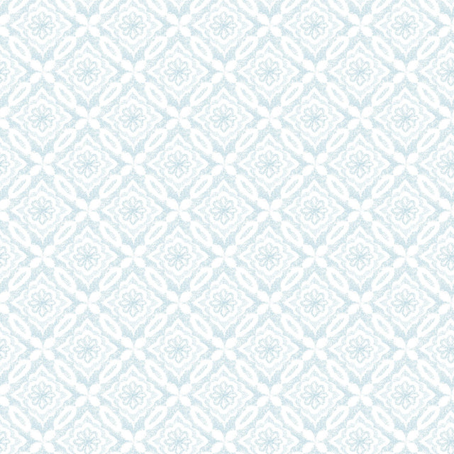 Hugson Teal Quilted Damask Wallpaper with Geometric Floral Pattern, Farmhouse Style - Chesapeake 3122-10704