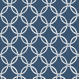 Quelala Navy Ring Ogee Wallpaper with Modern Geometric Chain Pattern - Chesapeake 3122-11002