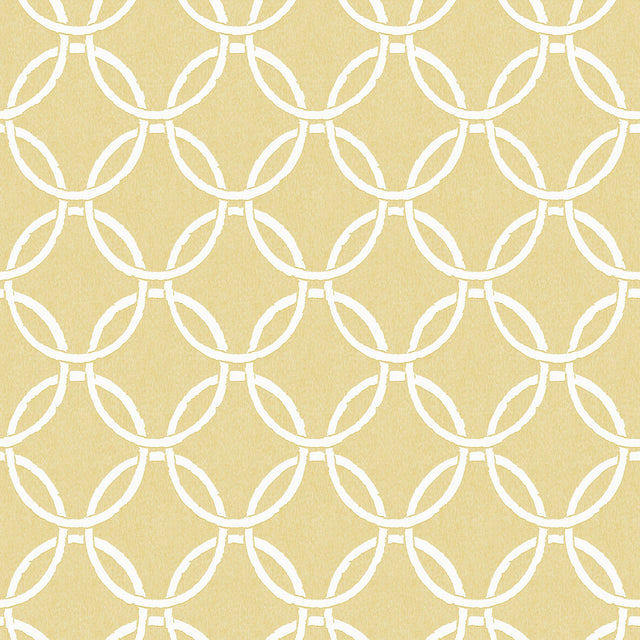 Quelala Yellow Ring Ogee Wallpaper with Modern Geometric Ring Pattern - Chesapeake 3122-11003